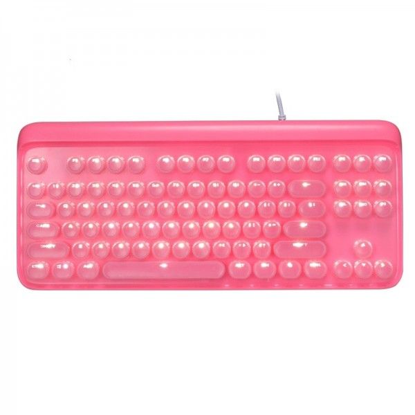 916 wired mechanical keyboard Girl Pink cute round ice crystal two color punk keycap game Office 